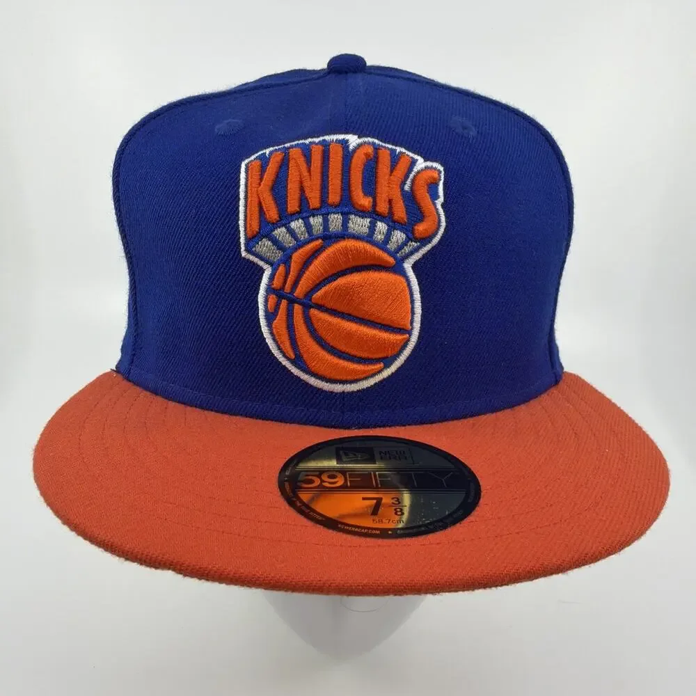 New York Knicks New Era 59FIFTY Fitted Hat 7 3/8 Blue/Orange Baseball Cap